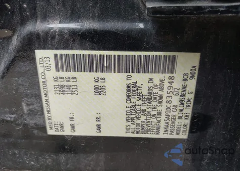 2013 Nissan Maxima 3.5 Sv from USA, damaged, VIN 1N4AA5AP1DC835948